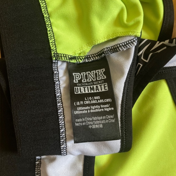 PINK by Victoria’s Secret Neon Yellow and Black Sports Bras Size Large - Picture 7 of 7